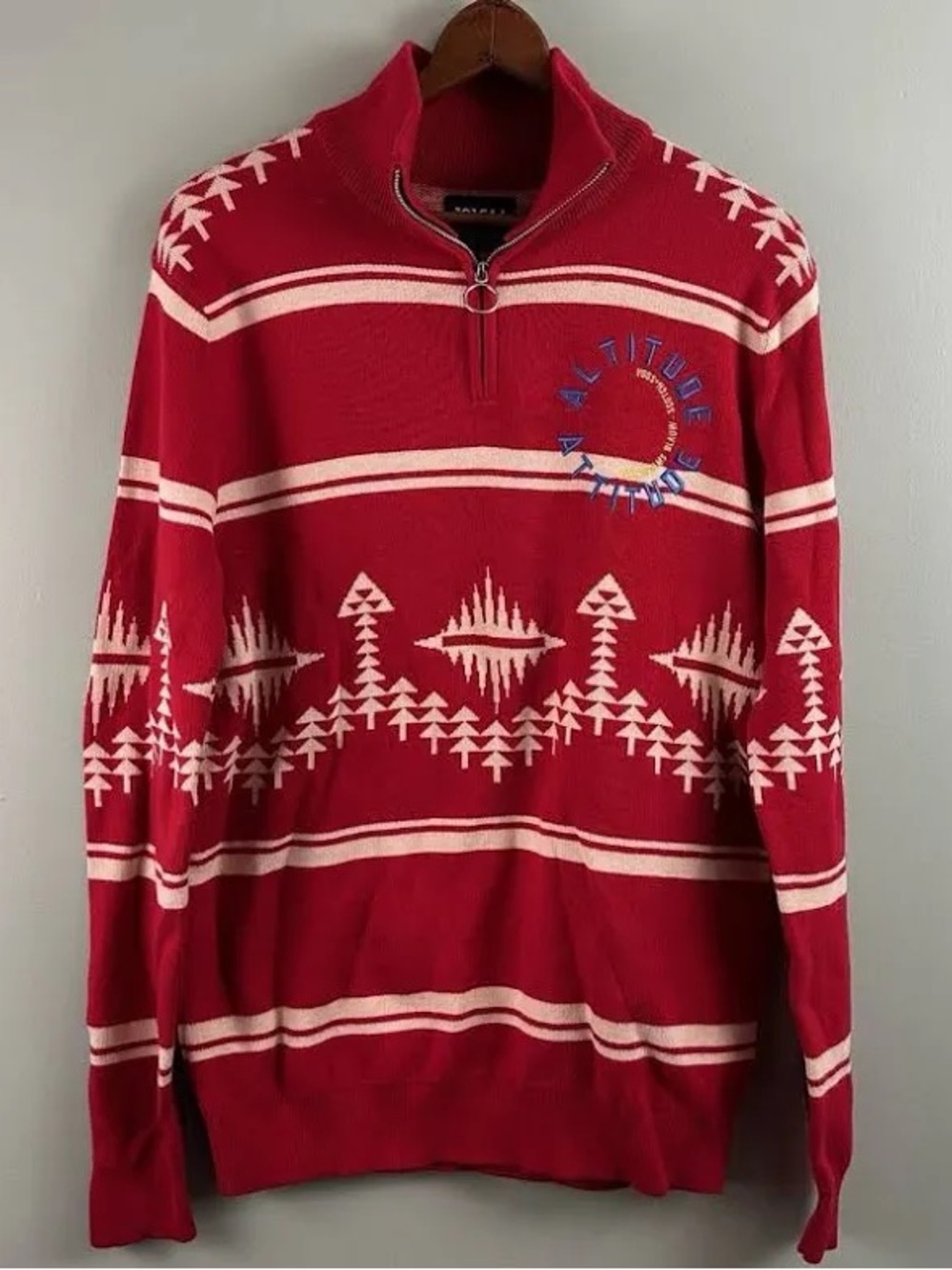 Scotch and Soda red winter quarter zip sweater